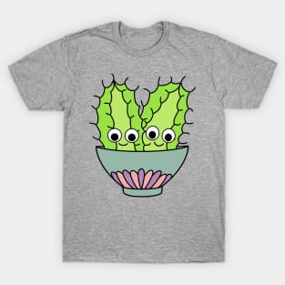 Cute Cactus Design #245: Prickly Pear Cacti In Dainty Bowl T-Shirt